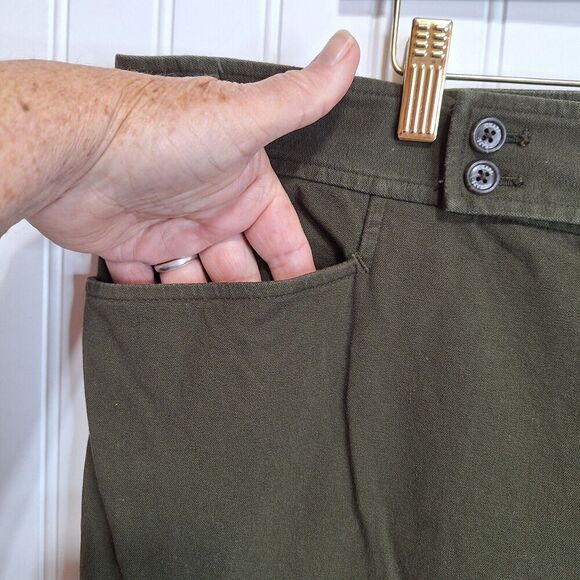 Chaps Womens Size 20W Olive Green Straight Wide Leg Pants Classic Pockets Casual - Picture 7 of 11